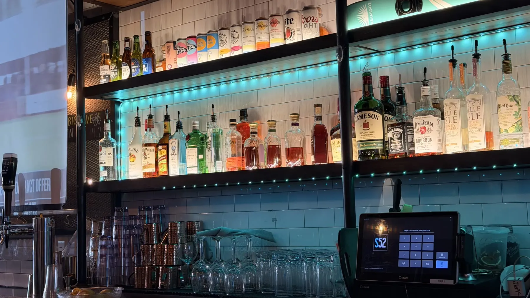 The backlit bar at Social 52