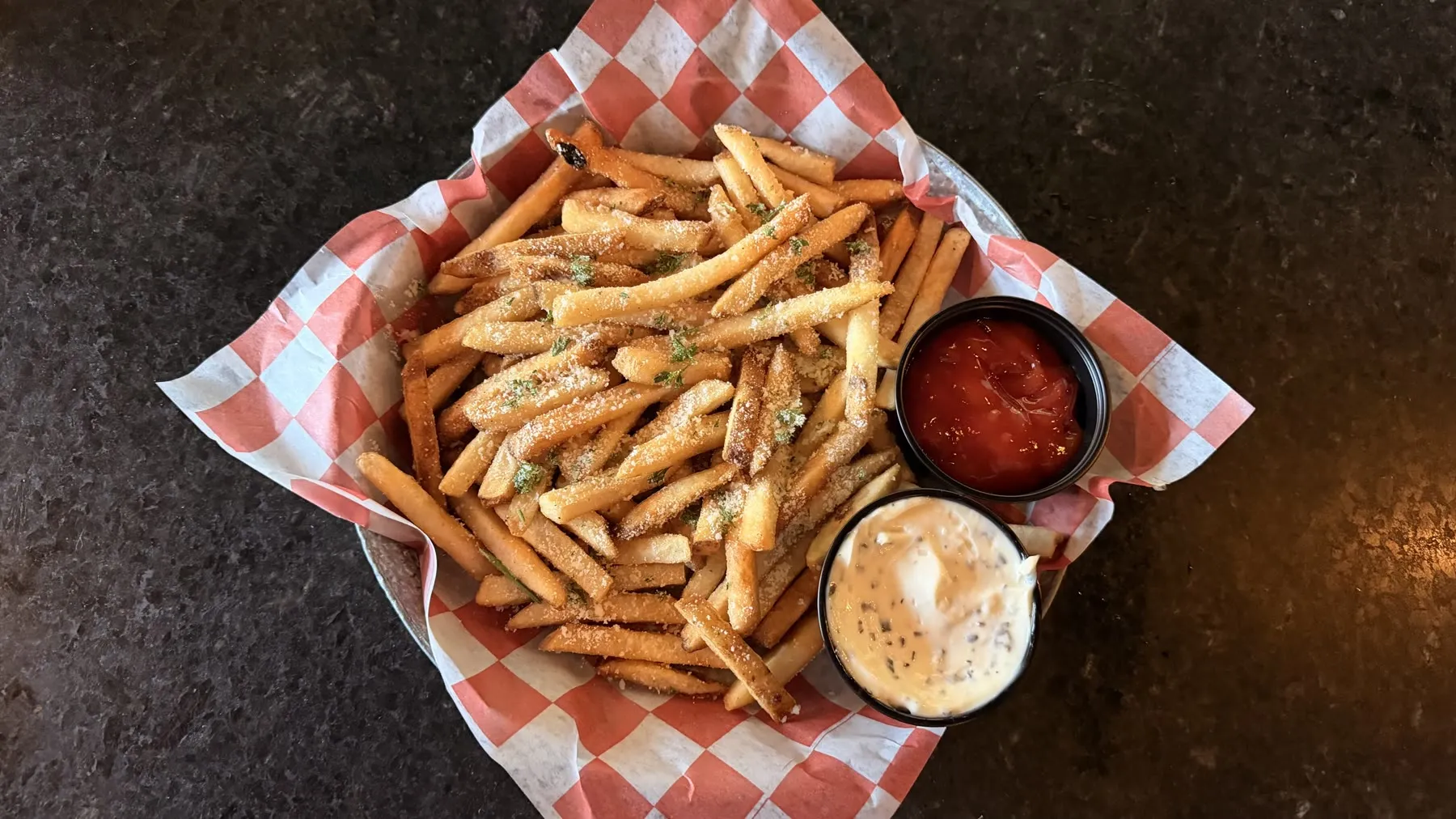 Seasoned fries and sauces from Social 52